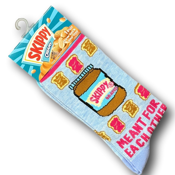 3/$20 Skippy Peanut Butter "Meant For Each Other" Funny Novelty Crew Socks - NWT - Picture 2 of 2